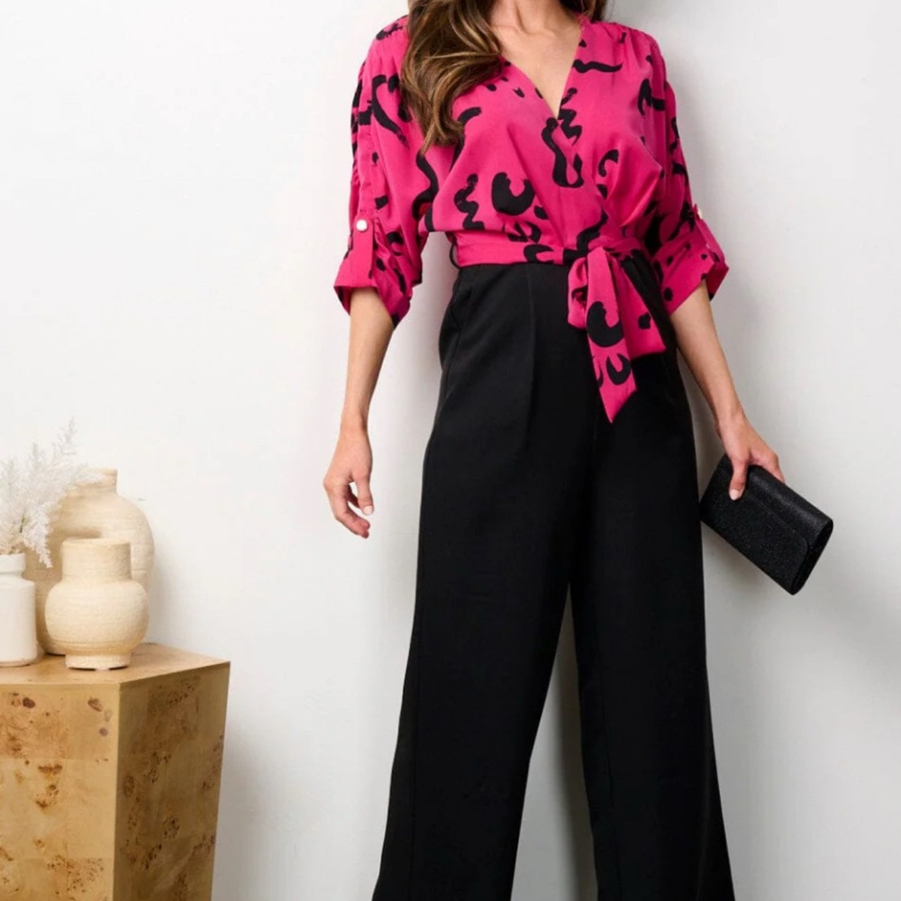 Stylish Black and Pink Jumpsuit